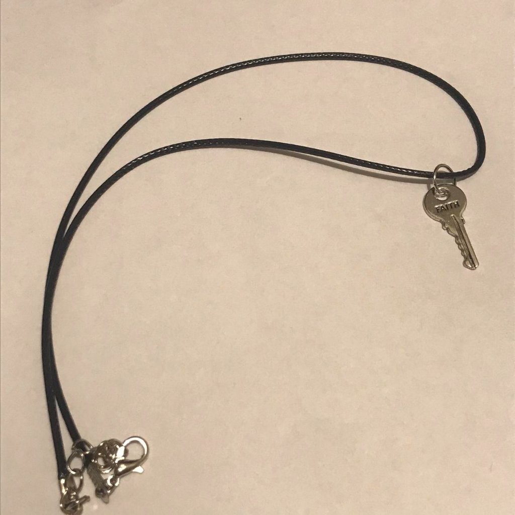 Silver 18 Inch Black Leather Rope Charm Fashion Necklace